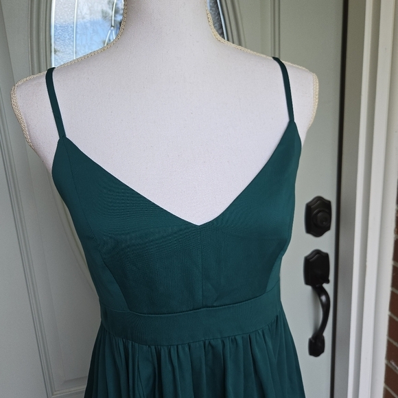J Crew Drapey Spaghetti Strap Dress Green - Picture 2 of 9